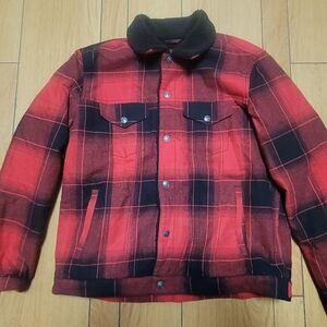 Red and Black Plaid Men's Gap Sherpa Jacket